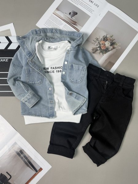 طقم ولادي جينز 3 قطع 1-12