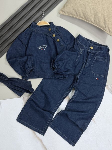طقم بناتي جينز قطعتين Tommy 7-14