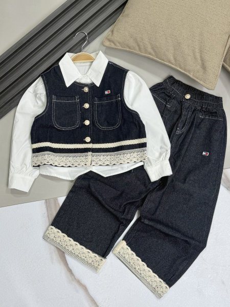 طقم بناتي جينز 3 قطع Tommy 7-14
