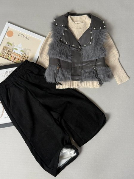 طقم بناتي شتوي فرو 4-6