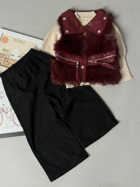 طقم بناتي شتوي فرو 4-6