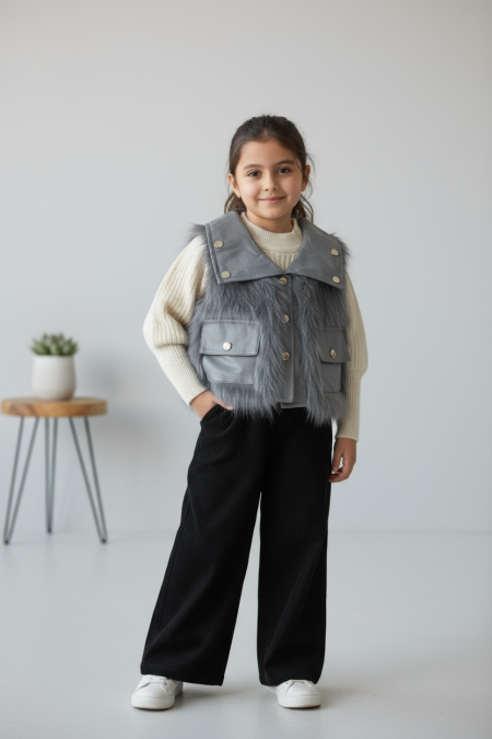 طقم بناتي شتوي مبطن فرو 3-7